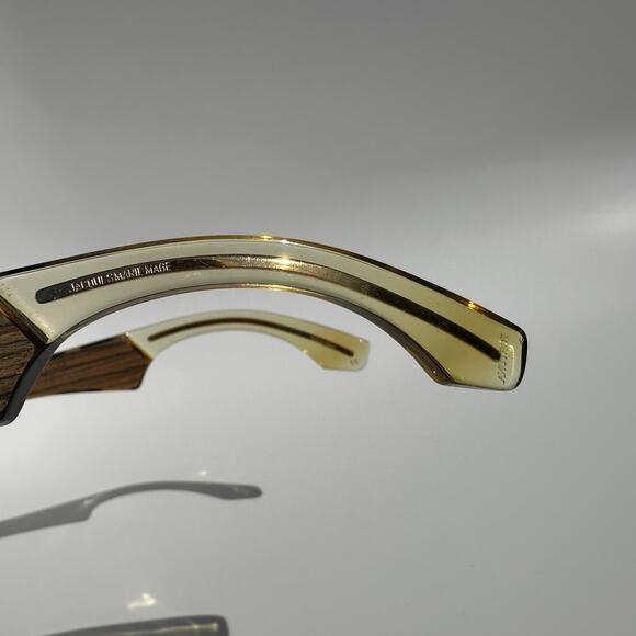 Jacques Marie Mage Edith Cat Eye Sunglasses Tortoise Wood Panels Gold BNIB Rare - Picture 9 of 16